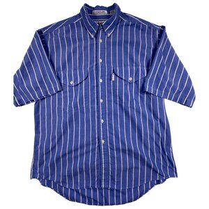 Levi’s Silver Label Men’s Large Blue White Stripe Short Sleeve Button Down Shirt